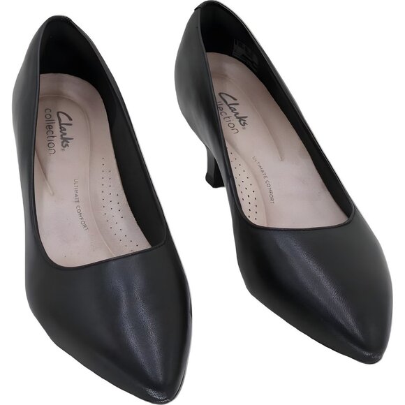 Clarks Collection Keply Vine Pointed Toe Pumps Black Women's US 6.5W - Picture 1 of 6